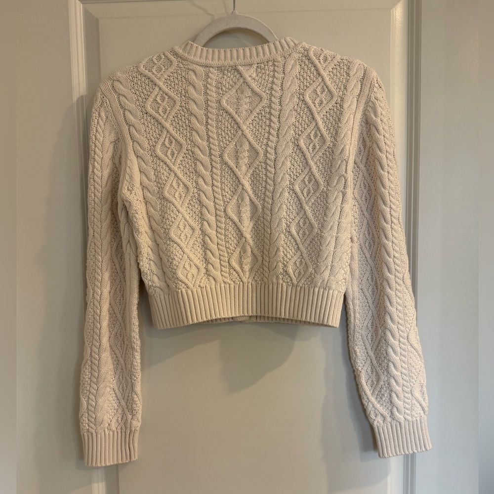 Frankie's Bikinis Marley Cable-Knit Cropped Cardigan (Honeymoon/Cream) - Picture 3 of 6